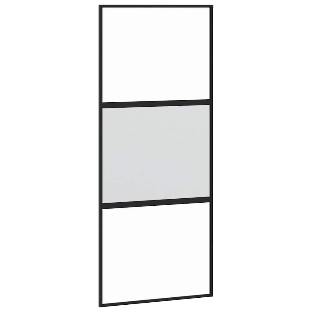 Sliding Door with Hardware Set 90x205 cm Tempered Glass&Aluminium