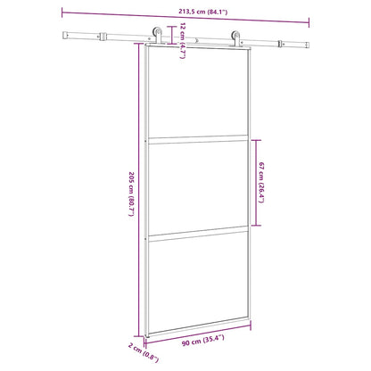 Sliding Door with Hardware Set 90x205 cm Tempered Glass&Aluminium