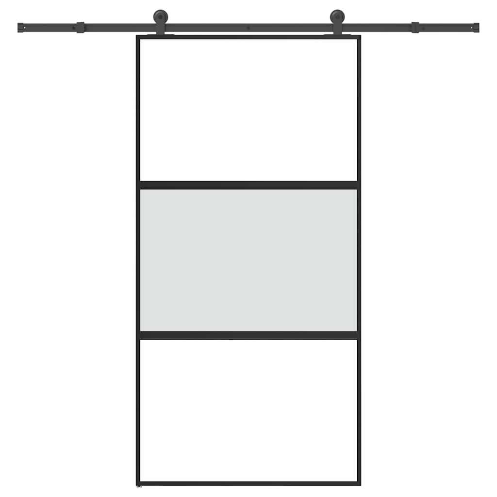 Sliding Door with Hardware Set 102,5x205 cm Tempered Glass&Aluminium