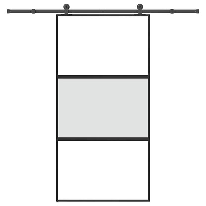 Sliding Door with Hardware Set 102,5x205 cm Tempered Glass&Aluminium