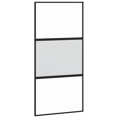 Sliding Door with Hardware Set 102,5x205 cm Tempered Glass&Aluminium