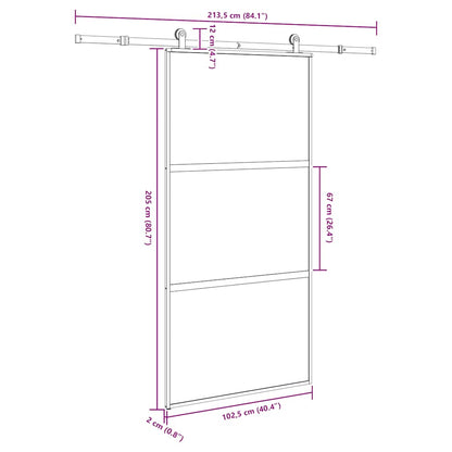Sliding Door with Hardware Set 102,5x205 cm Tempered Glass&Aluminium