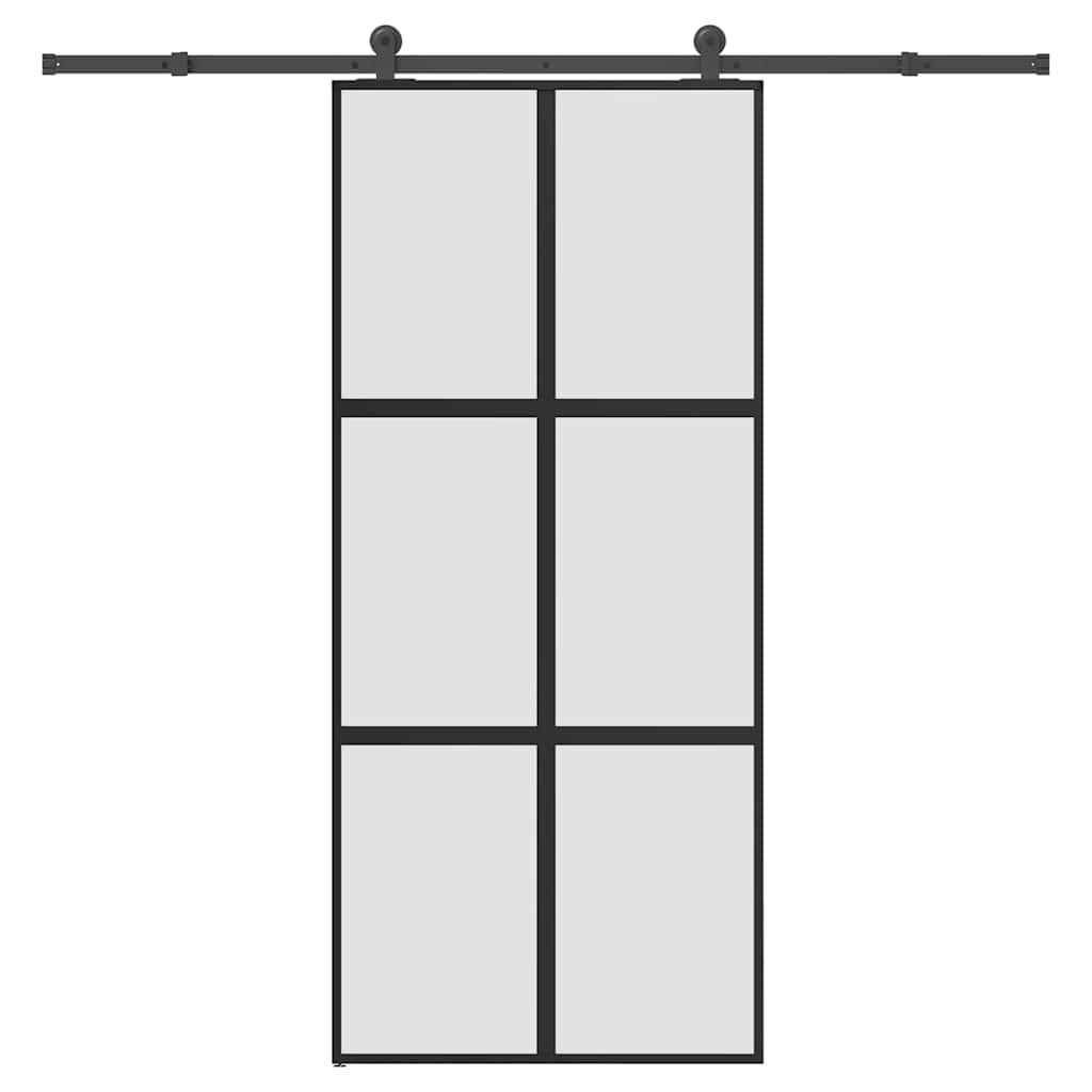 Sliding Door with Hardware Set 90x205 cm Tempered Glass&Aluminium