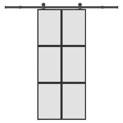 Sliding Door with Hardware Set 90x205 cm Tempered Glass&Aluminium