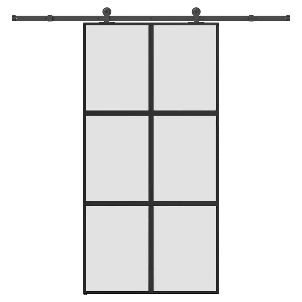 Sliding Door with Hardware Set 102,5x205 cm Tempered Glass&Aluminium