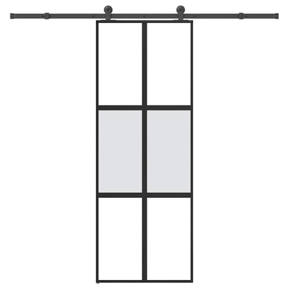 Sliding Door with Hardware Set 76x205 cm Tempered Glass&Aluminium