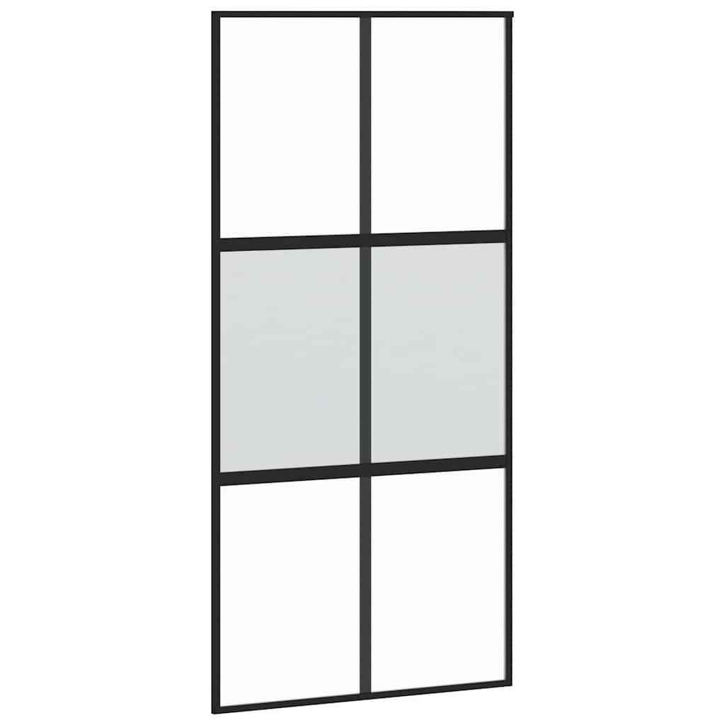 Sliding Door with Hardware Set 102,5x205 cm Tempered Glass&Aluminium