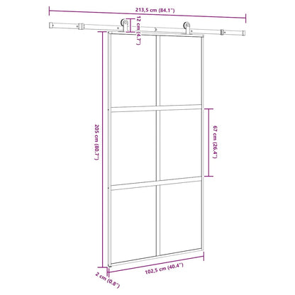 Sliding Door with Hardware Set 102,5x205 cm Tempered Glass&Aluminium