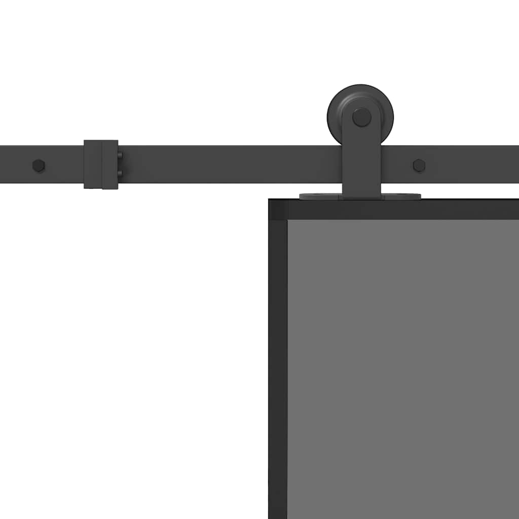 Sliding Door with Hardware Set 76x205 cm Tempered Glass&Aluminium