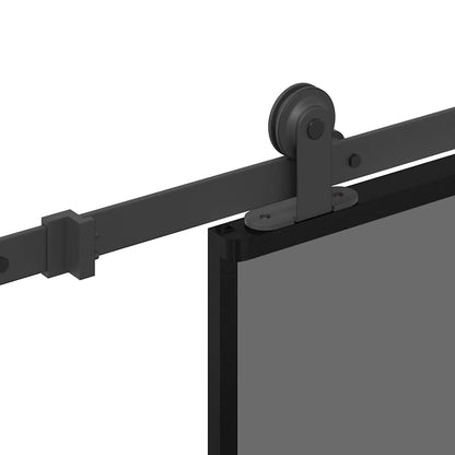 Sliding Door with Hardware Set 90x205 cm Tempered Glass&Aluminium