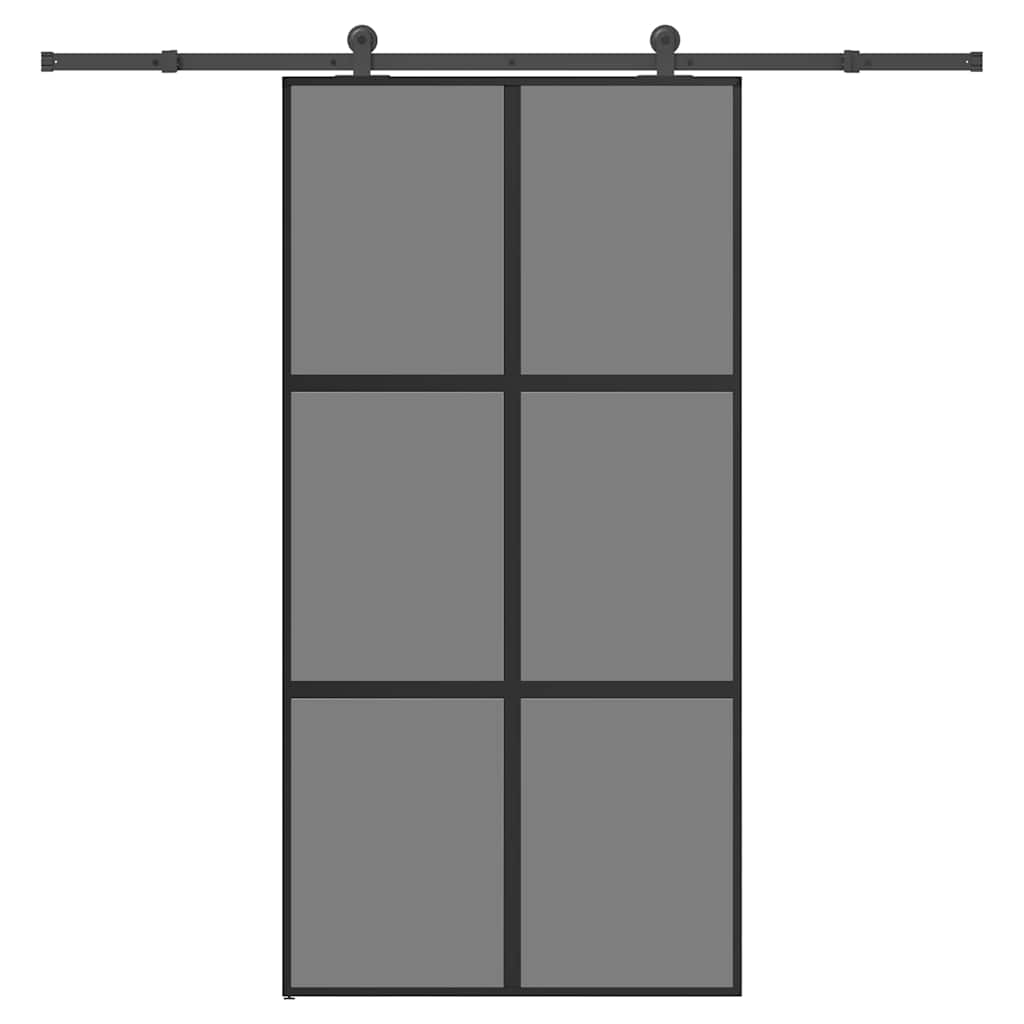 Sliding Door with Hardware Set 102,5x205 cm Tempered Glass&Aluminium