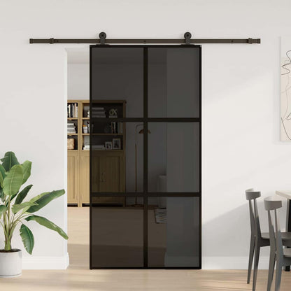 Sliding Door with Hardware Set 102,5x205 cm Tempered Glass&Aluminium