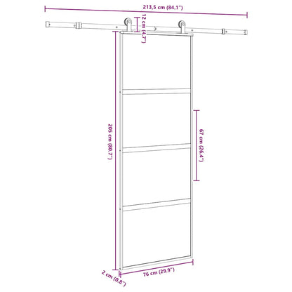 Sliding Door with Hardware Set 76x205 cm Tempered Glass&Aluminium