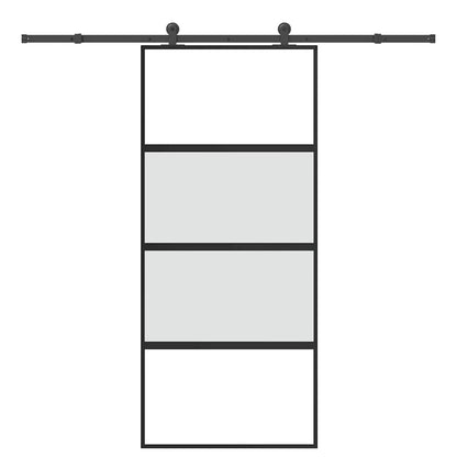 Sliding Door with Hardware Set 90x205 cm Tempered Glass&Aluminium