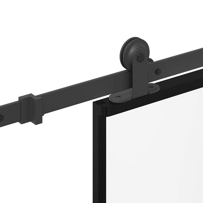 Sliding Door with Hardware Set 90x205 cm Tempered Glass&Aluminium