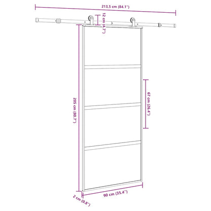 Sliding Door with Hardware Set 90x205 cm Tempered Glass&Aluminium