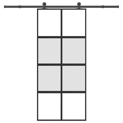 Sliding Door with Hardware Set 90x205 cm Tempered Glass and Aluminium