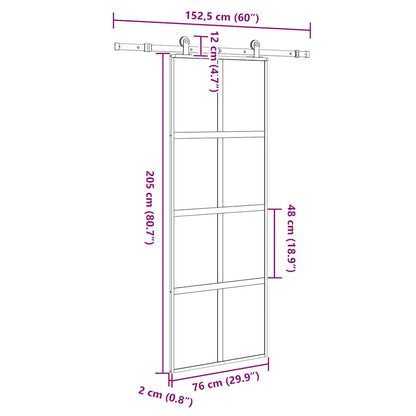 Sliding Door with Hardware Set 76x205 cm Tempered Glass&Aluminium