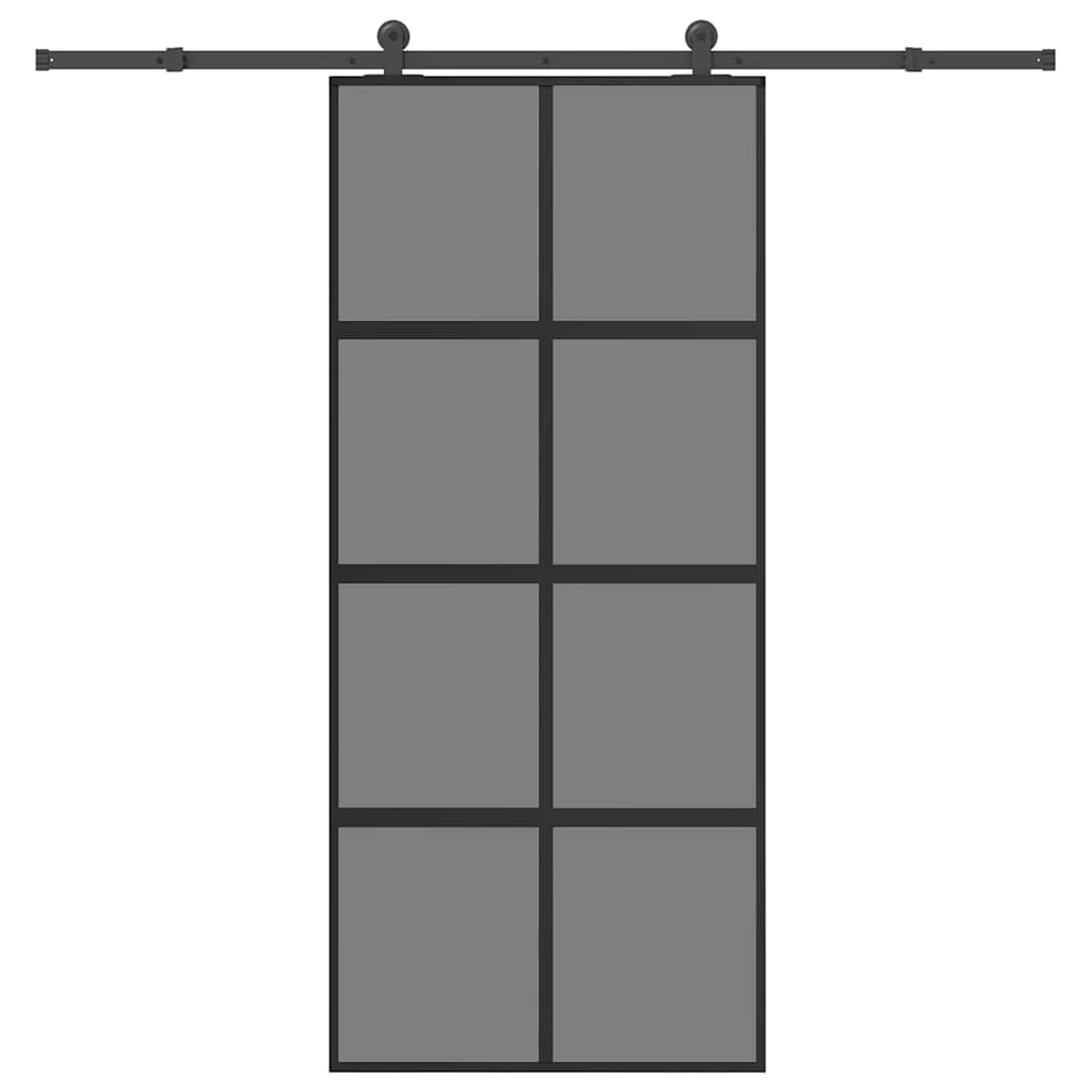 Sliding Door with Hardware Set 90x205 cm Tempered Glass and Aluminium