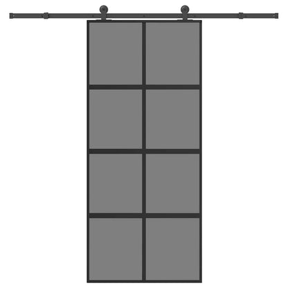 Sliding Door with Hardware Set 90x205 cm Tempered Glass and Aluminium