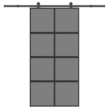 Sliding Door with Hardware Set 102.5x205 cm Tempered Glass and Aluminium