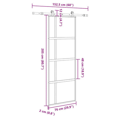 Sliding Door with Hardware Set 76x205 cm Tempered Glass&Aluminium