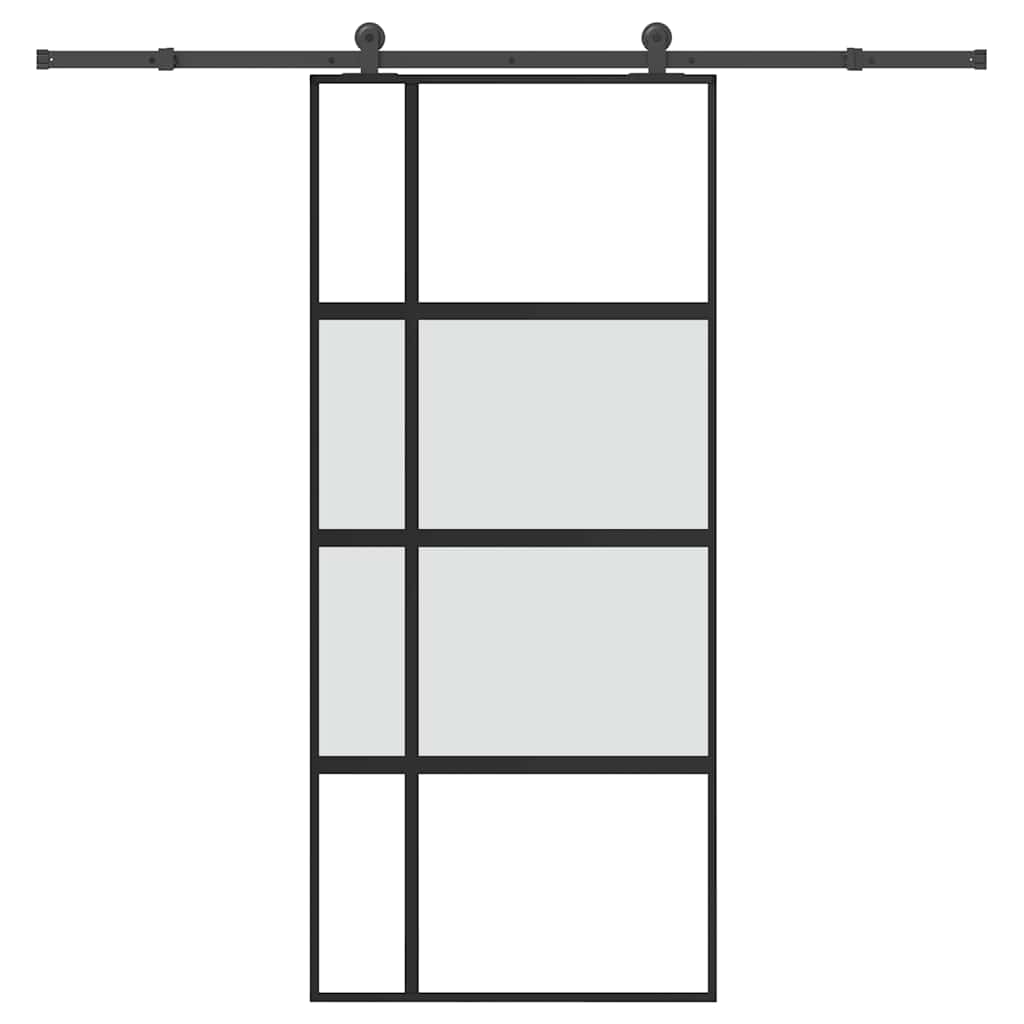 Sliding Door with Hardware Set 90x205 cm Tempered Glass and Aluminium