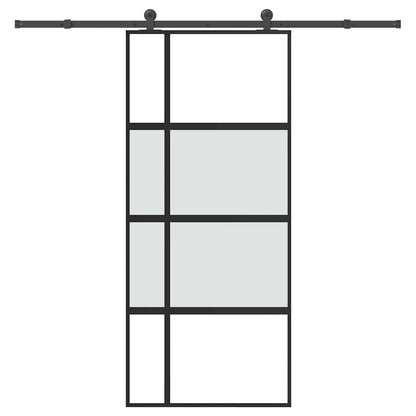 Sliding Door with Hardware Set 90x205 cm Tempered Glass and Aluminium