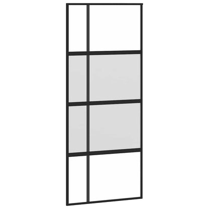 Sliding Door with Hardware Set 90x205 cm Tempered Glass and Aluminium