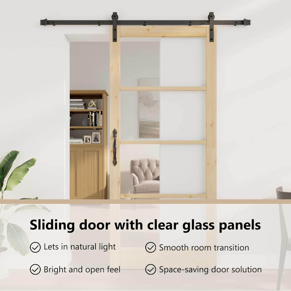 Sliding Door ORKDAL Natural and Black 93 x 211 cm