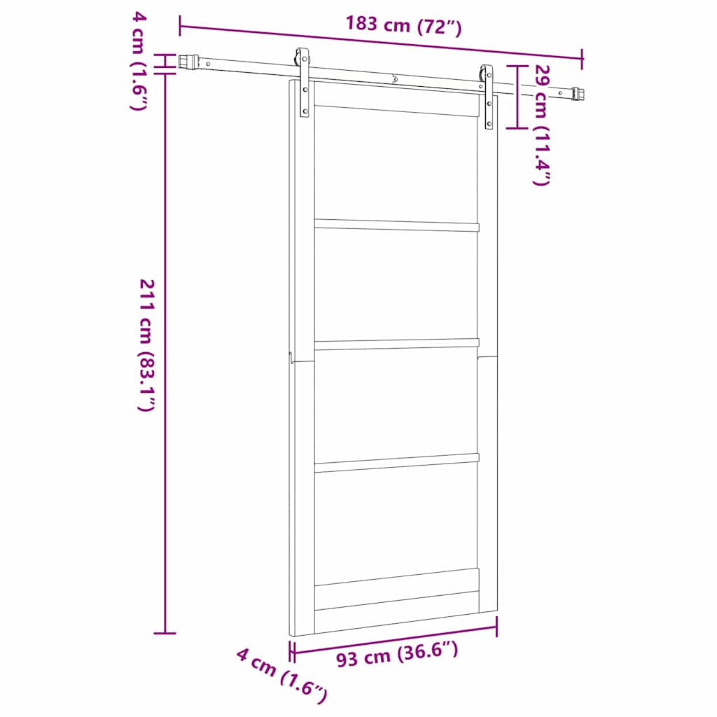 Sliding Door ORKDAL White and Black 93 x 211 cm