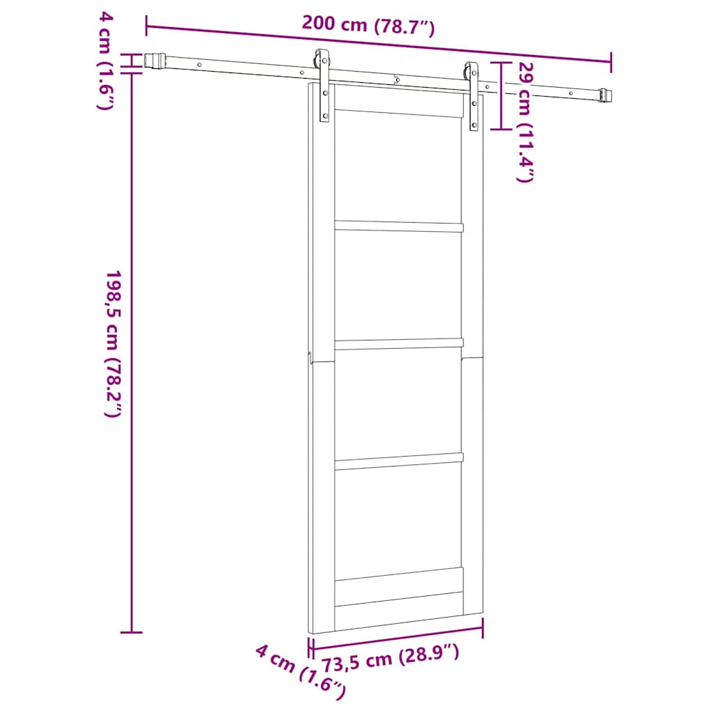 Sliding Door ORKDAL Natural and Black 73.5 x 198.5 cm