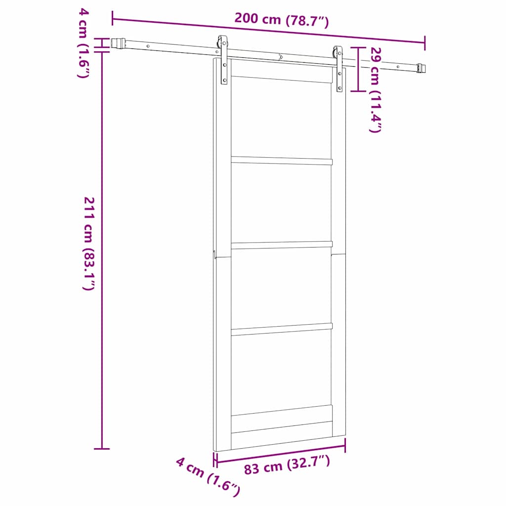 Sliding Door ORKDAL White and Black 83 x 211 cm