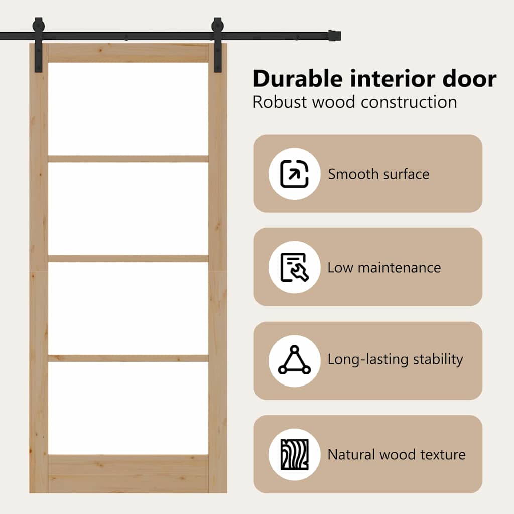 Sliding Door ORKDAL Natural and Black 93 x 211 cm