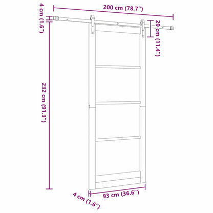 Sliding Door ORKDAL White and Black 93 x 232 cm