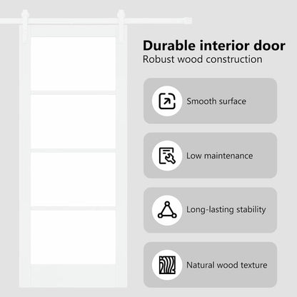 Sliding Door ORKDAL White 83 x 202 cm Solid Pine Wood and Glass