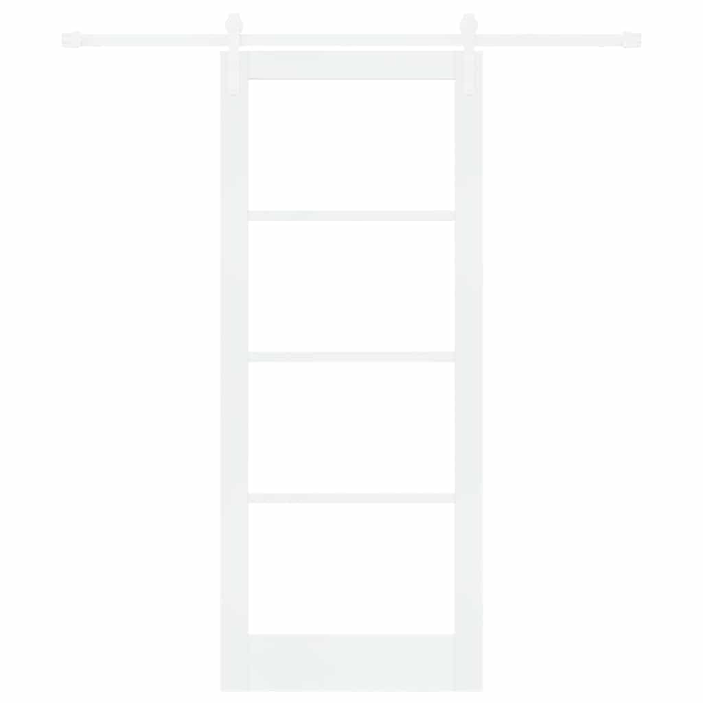 Sliding Door ORKDAL White 83 x 202 cm Solid Pine Wood and Glass