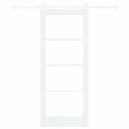 Sliding Door ORKDAL White 83 x 202 cm Solid Pine Wood and Glass