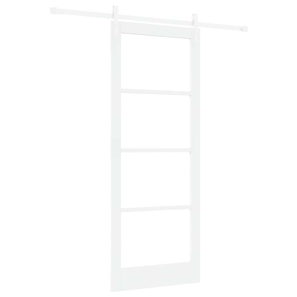 Sliding Door ORKDAL White 83 x 211 cm Solid Pine Wood and Glass
