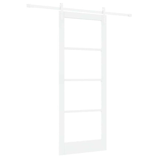 Sliding Door ORKDAL White 83 x 211 cm Solid Pine Wood and Glass