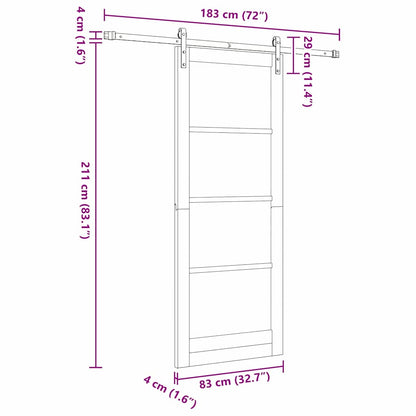 Sliding Door ORKDAL White 83 x 211 cm Solid Pine Wood and Glass