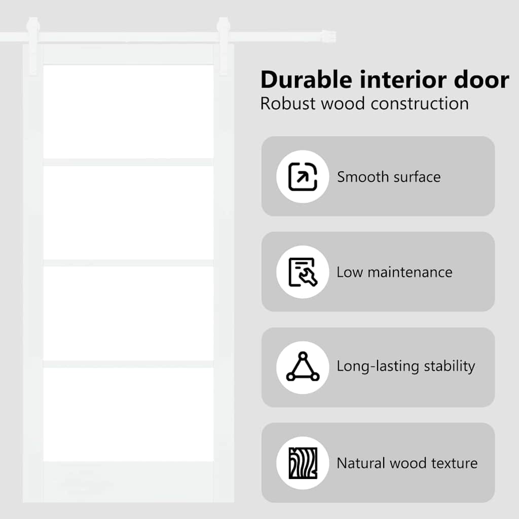 Sliding Door ORKDAL White 93 x 202 cm Solid Pine Wood and Glass
