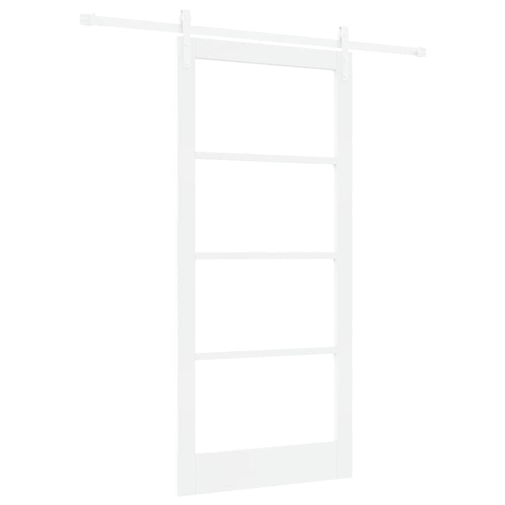 Sliding Door ORKDAL White 93 x 202 cm Solid Pine Wood and Glass