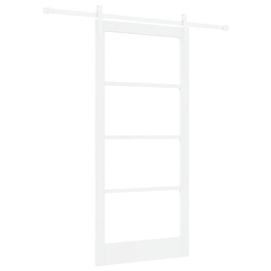 Sliding Door ORKDAL White 93 x 202 cm Solid Pine Wood and Glass