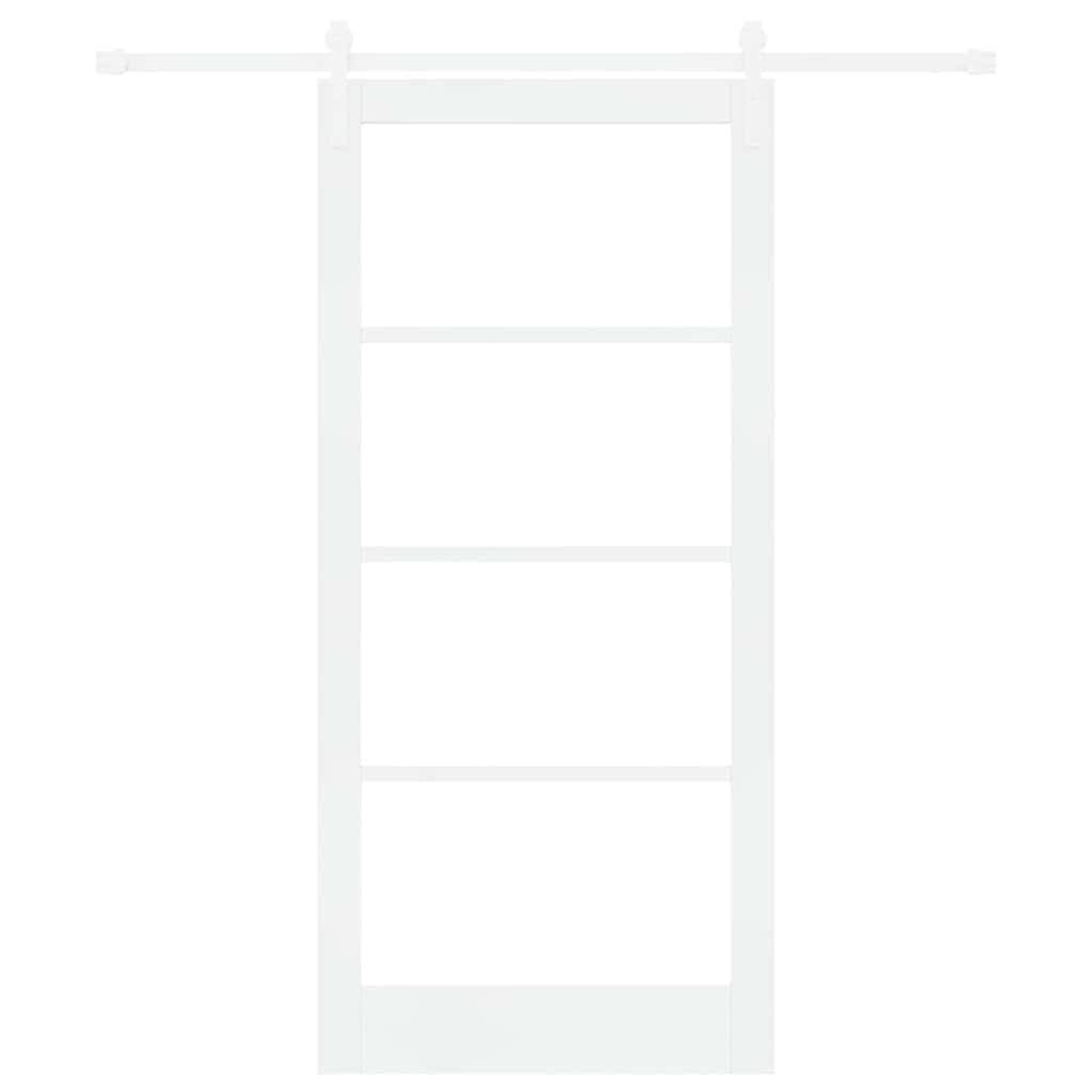 Sliding Door ORKDAL White 93 x 202 cm Solid Pine Wood and Glass