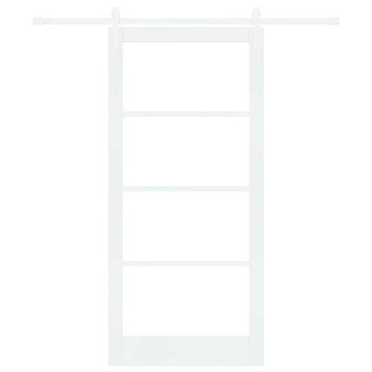 Sliding Door ORKDAL White 93 x 202 cm Solid Pine Wood and Glass