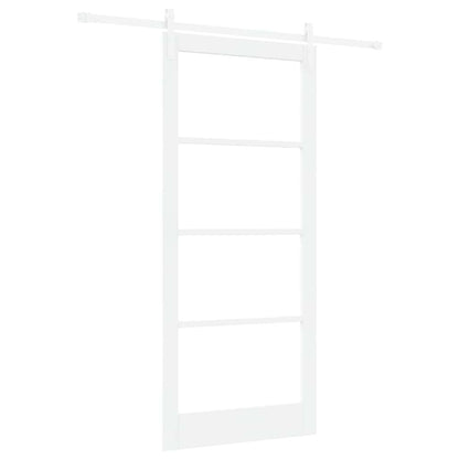 Sliding Door ORKDAL White 93 x 211 cm Solid Pine Wood and Glass