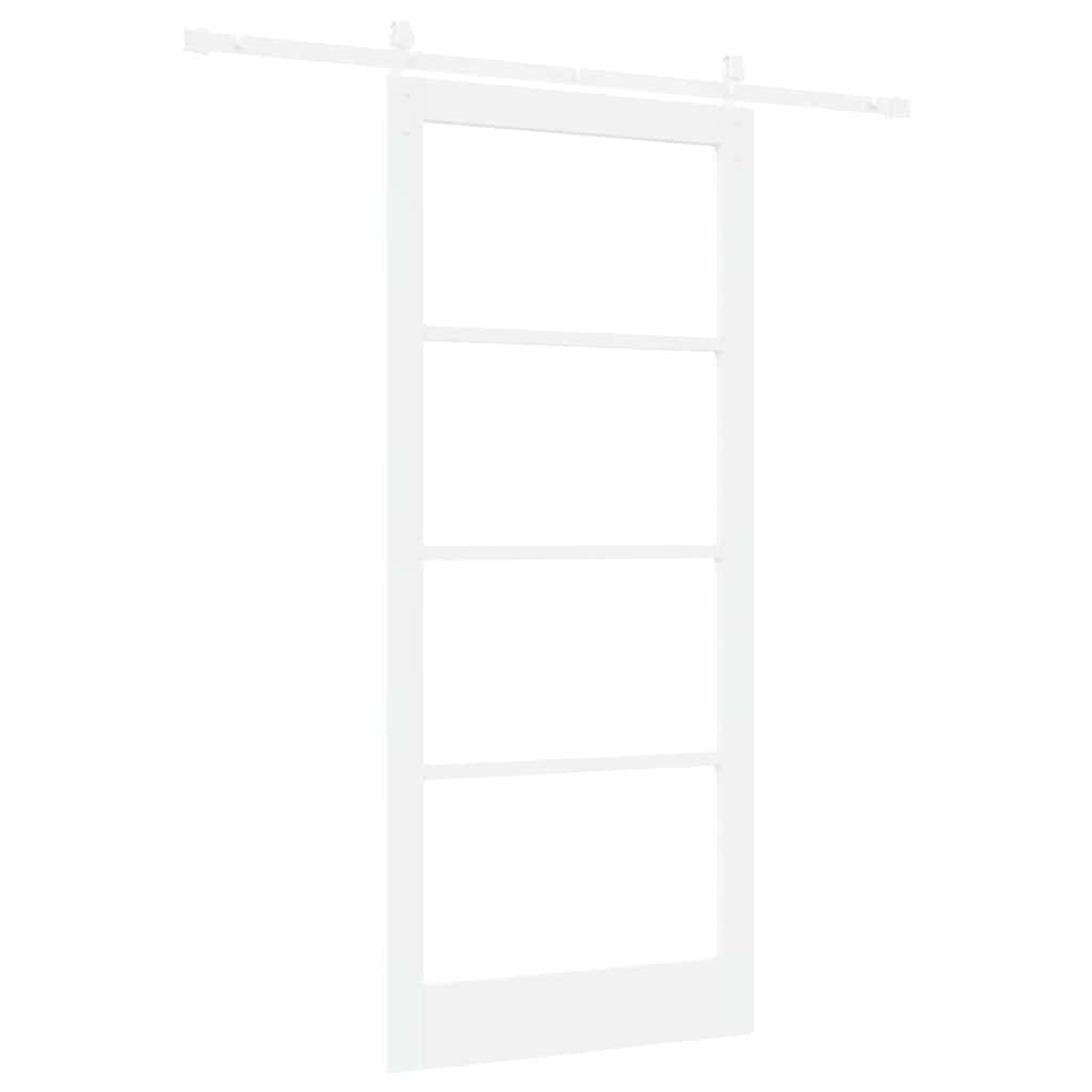 Sliding Door ORKDAL White 93 x 211 cm Solid Pine Wood and Glass