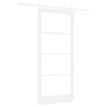 Sliding Door ORKDAL White 93 x 211 cm Solid Pine Wood and Glass