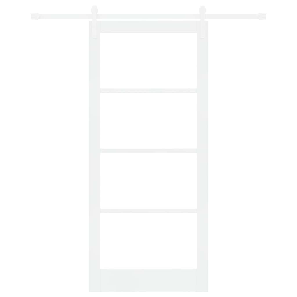 Sliding Door ORKDAL White 93 x 211 cm Solid Pine Wood and Glass